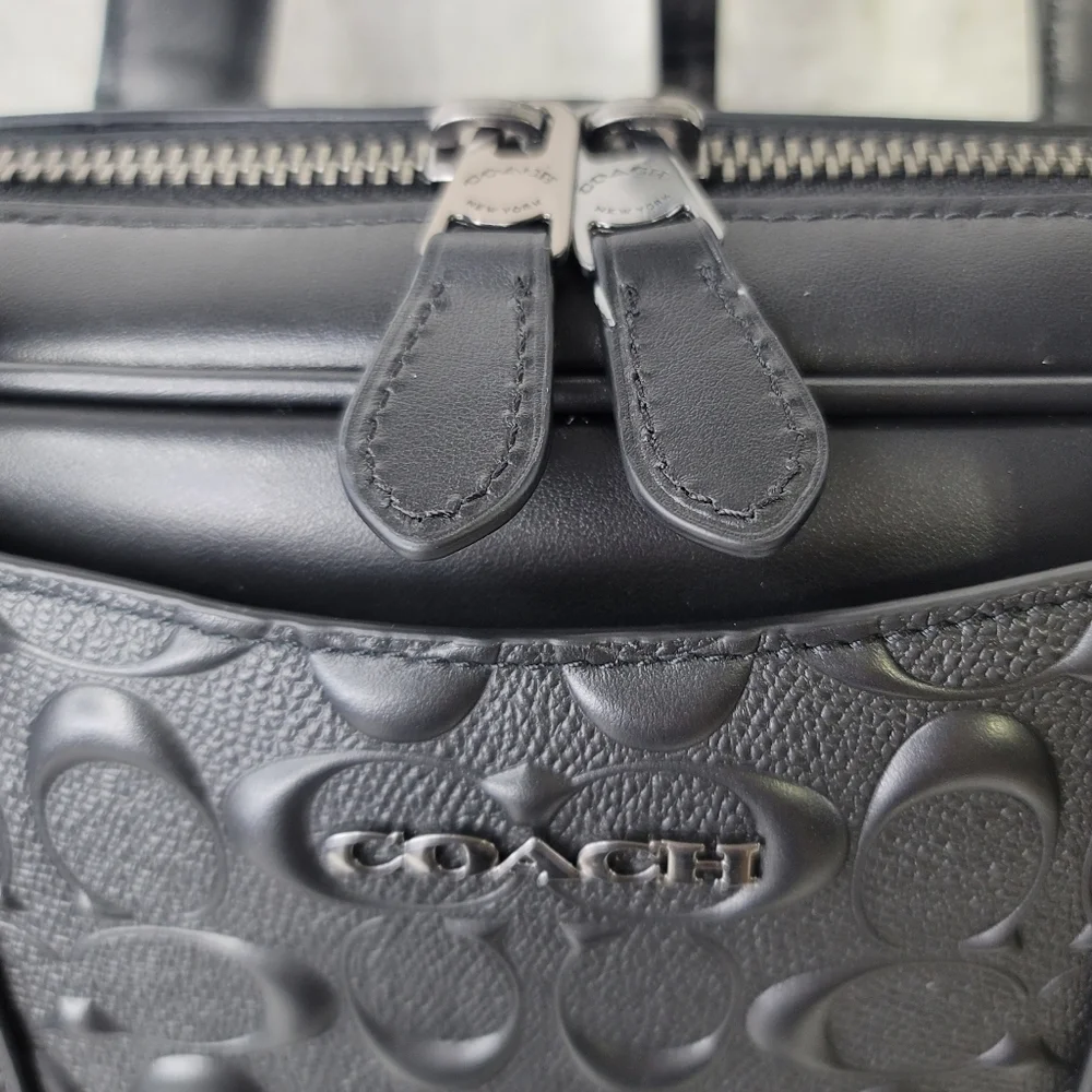 ✅️ COACH Signature Leather Designer Laptop Briefcase Work Bag NWT Rare unisex - Picture 14 of 15